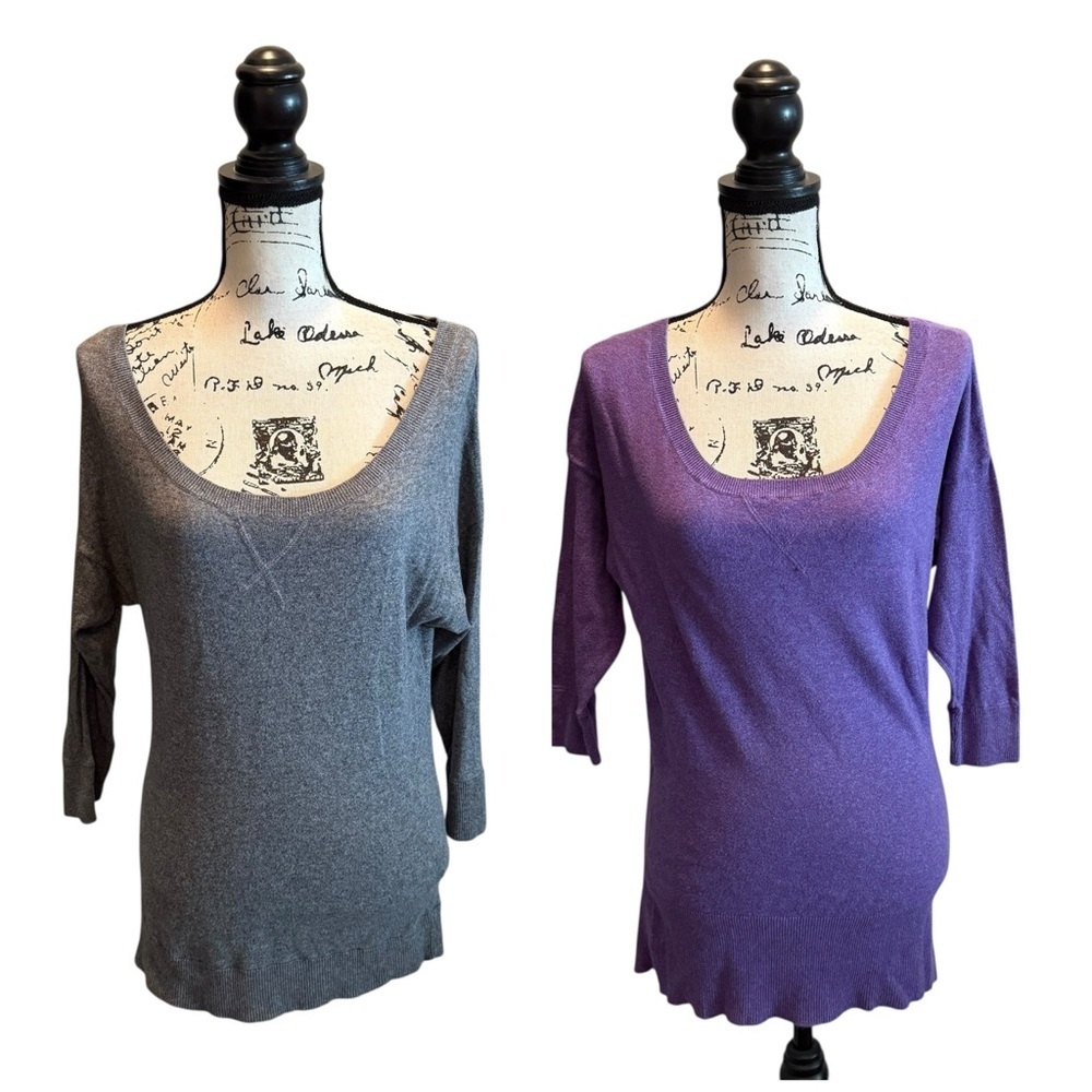 AEO American Eagle Outfitters Knit Sweaters Set of 2 Gray Purple Size Medium